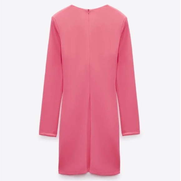 NWT $50R Zara Knotted Front Dress. Neon Pink Size Large - Picture 7 of 11